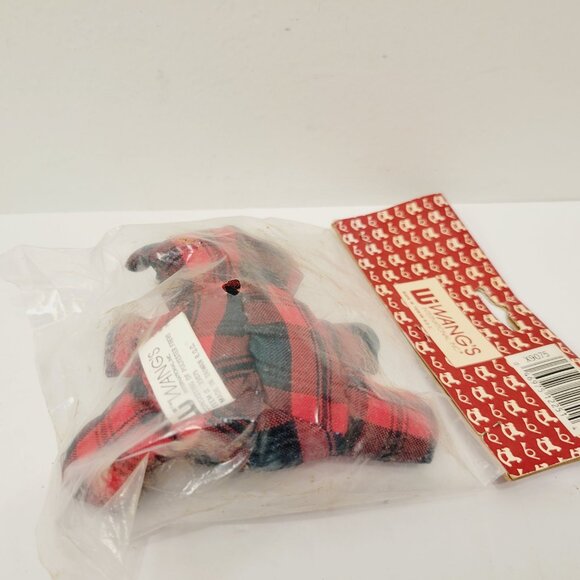 Vtg Just for Keeps Mini Red Green Holiday Christmas Plaid Teddy Bear Ornament - Picture 4 of 4